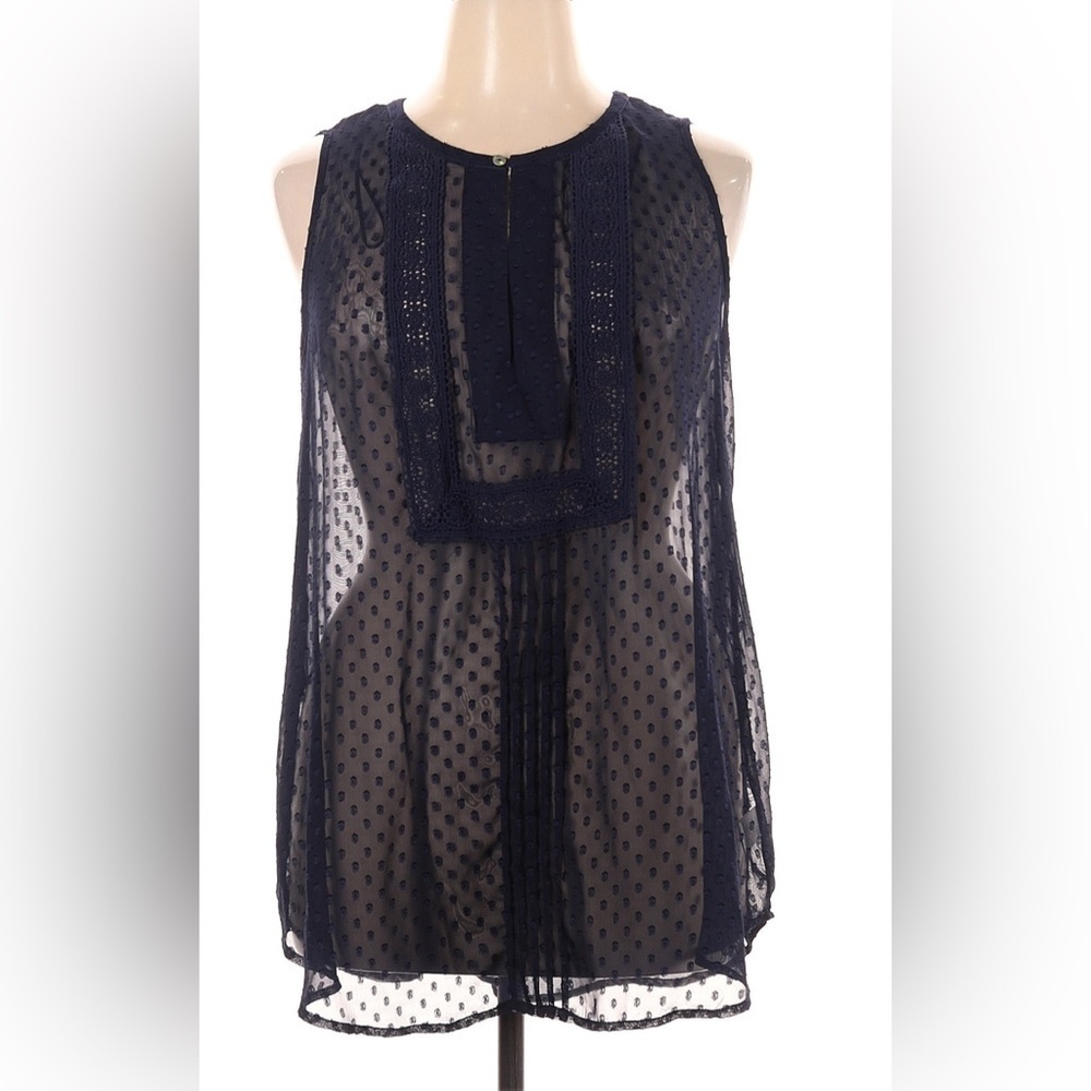 Daniel Rainn Navy Blue Sleeveless Blouse